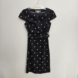 Boden Women's Black Polka Dot Belted Shift Dress Size 2 Petite